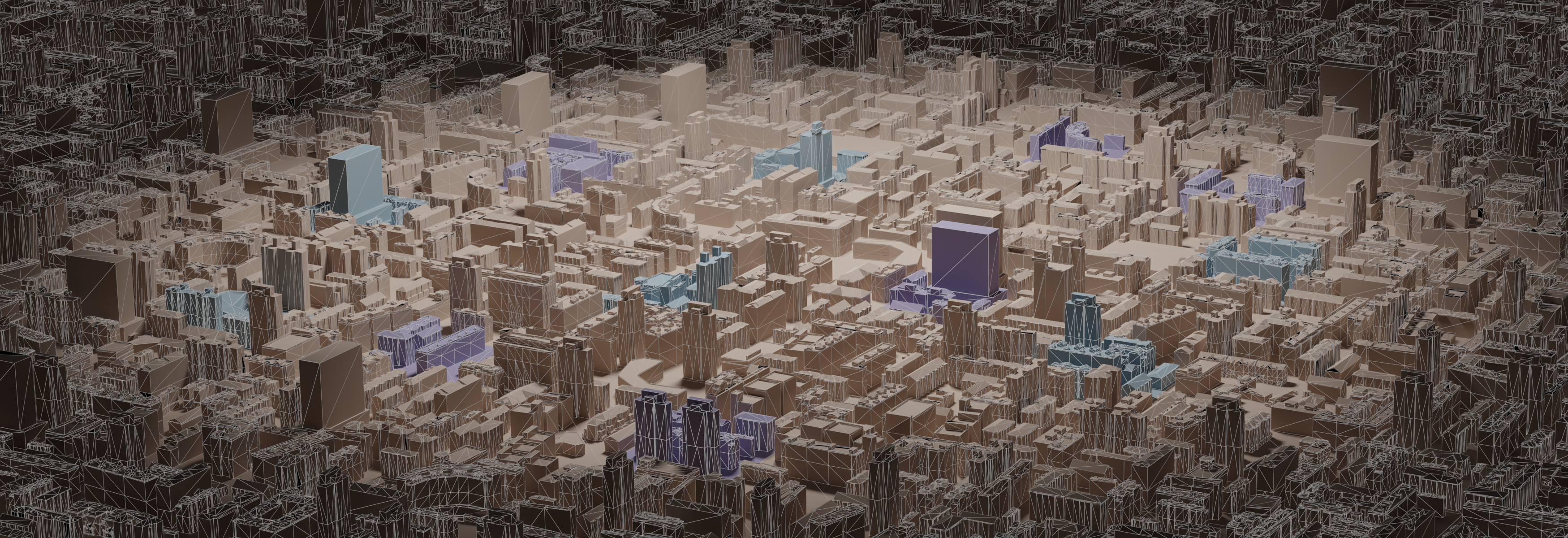 Scene-scale urban generation results produced by LATO